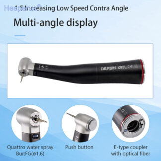 Dental 1:5 Push Button Low Speed Handpiece Contra Angle Internal Water Spray Increasing Red Ring Optic Fiber For E-type Motor