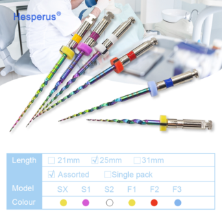 High Quality Rainbow File Dental Root Canal Files Niti Alloy Heat-acactivated 25mm Continuous Clockwise Rotation Dentist Drills