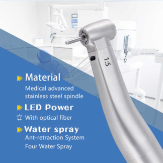 Z95l Mini Contra Angel Dental 1:5 Increasing Speed Handpiece Against Contra Angle Led Optic Fiber Quattro Spray Red Rings