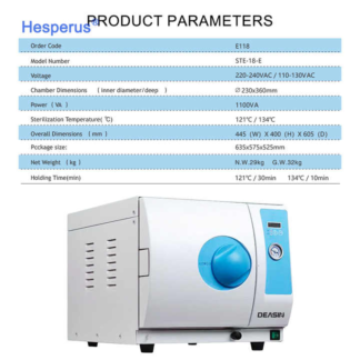 Medical Autoclave Class B Dental Autoclave Portable Top Sterilization Machine Dental Autoclave Steriliser 18l